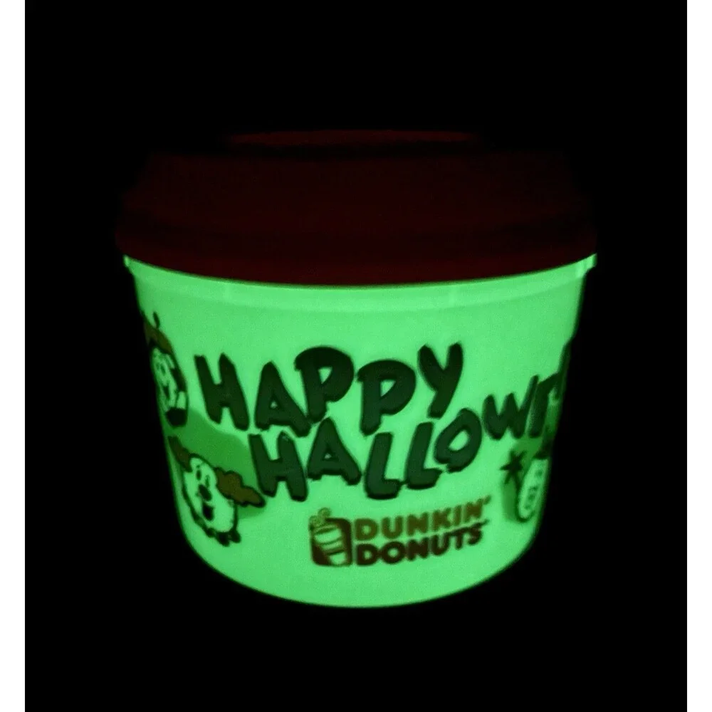 Dunkin Donuts Happy Halloween Munchkins Bucket Glow In The Dark With Lid
